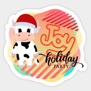 COLORFUL JOY COW Santa Claus - HOLIDAY PARTY Sticker